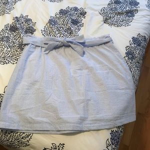 Mud Pie seersucker blue and white skirt